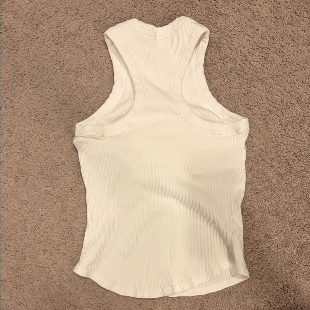 Fabletics White Ribbed Tank Top - Picture 2 of 5